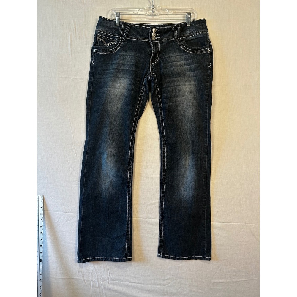 Angels Jeans Womens 15 Dark Wash Bootcut Embellished Rhinestone Pocket Y2K 2927